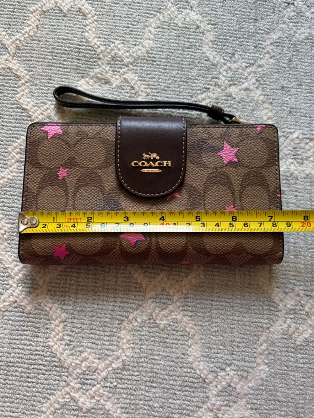 Coach Disco Star Print Brown Wristlet - Picture 2 of 9
